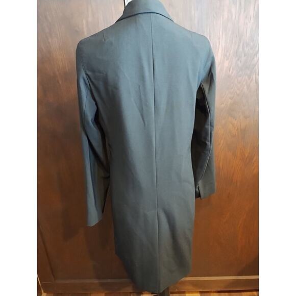 The Gap Black Wool Blend Stretch Long Trench Coat Lightweight Size Small Career - Picture 3 of 4